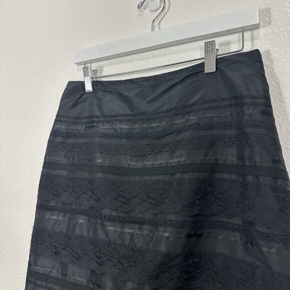 Vintage Express Y2K Skirt Women 5/6 Black Tulle Hem Gothic Silk Lace Coquette - Picture 3 of 11